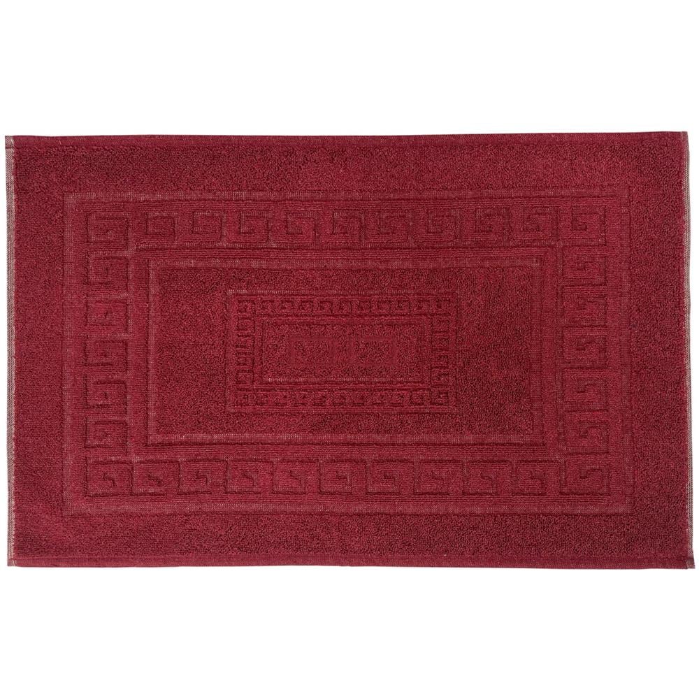 Tappeto Bagno Doccia Spugna Tinta Unita Torino Tappetino Super Assorbente In Cotone Pelo Corto Con Greca 60x90 Bordeaux - Foto 1