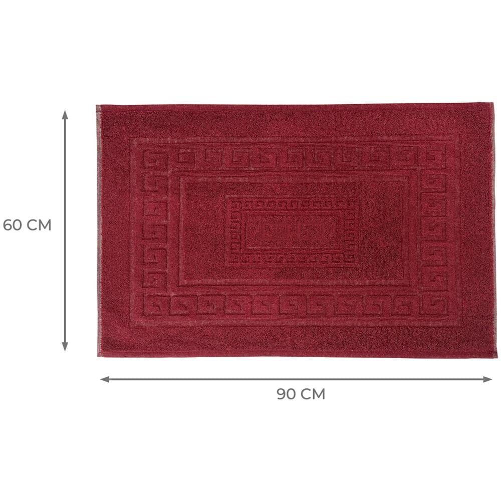 Tappeto Bagno Doccia Spugna Tinta Unita Torino Tappetino Super Assorbente In Cotone Pelo Corto Con Greca 60x90 Bordeaux - Foto 5