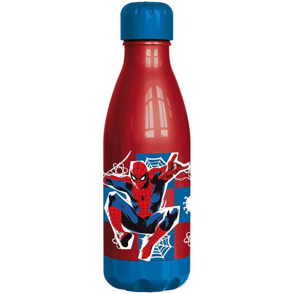 Borraccia Rossa Per Bambini In Plastica Spiderman Uomo Ragno 560 Ml Con Tappo A Vite - Foto 1