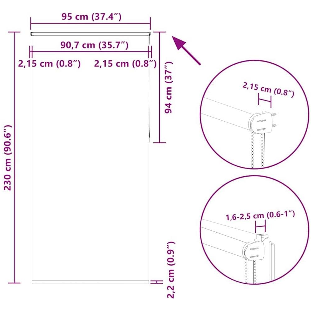 Tenda a Rullo Oscurante 95x230 cm Larghezza Tessuto 90,7 cm - Foto 10