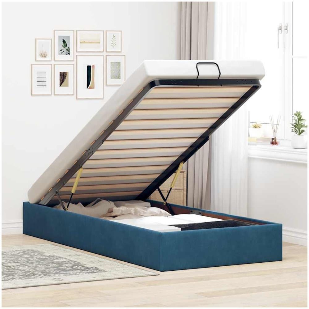 Struttura Letto Pouf Senza Materasso 90x200 cm Velluto - Foto 2