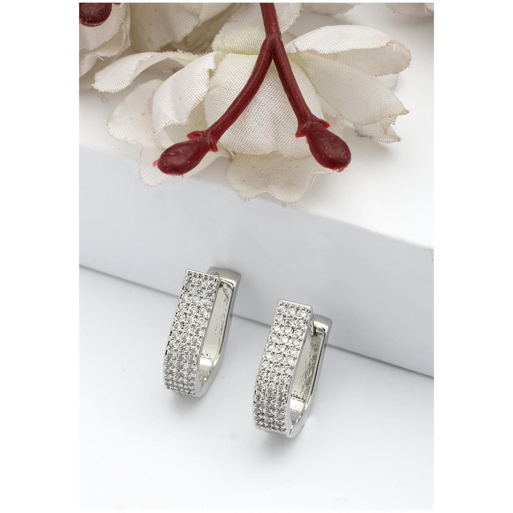 Orecchini a Cerchietti Rettangolo Raggianti - Foto 1