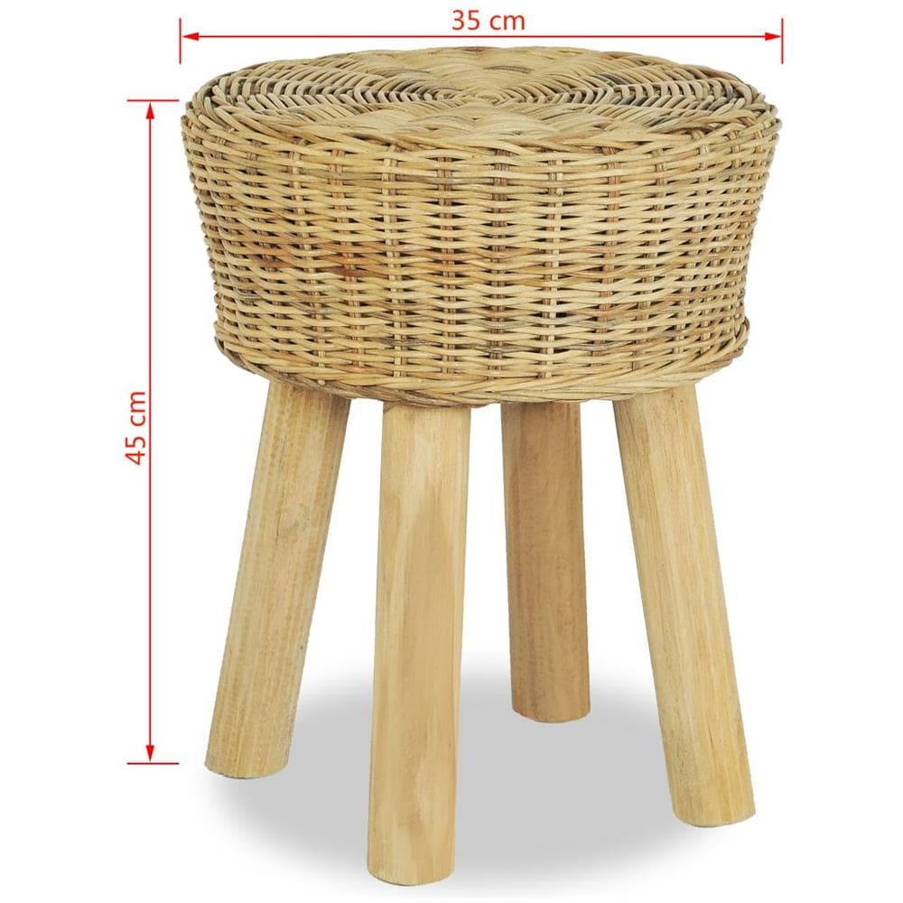 Sgabello Da Bar 35x45 Cm In Rattan Naturale - Foto 4