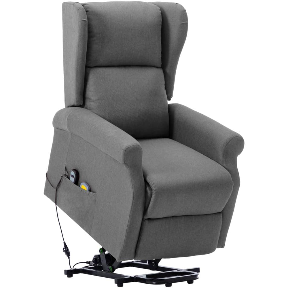 Poltrona Alzapersona Massaggiante Grigio Chiaro Tessuto - Foto 2