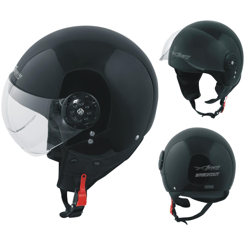 Scooter Moto Casco Jet Demi Omologato Ece 22-05 Visiera Avio Nero S - Foto 1