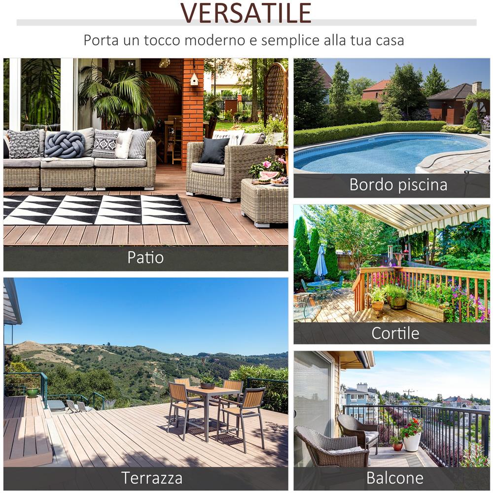 Tavolino in Rattan Sintetico da Esterno, Impermeabile, Grigio 45x45x44 cm - Foto 8