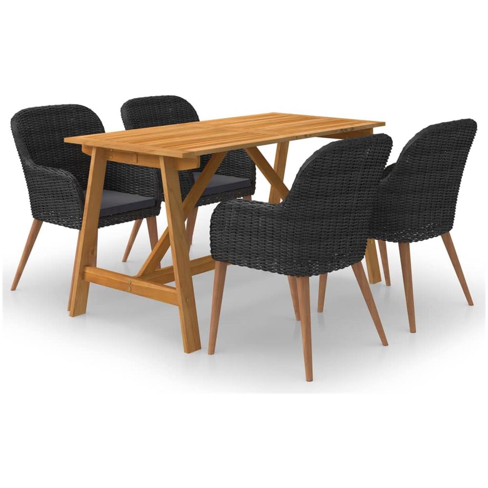 Set Mobili Da Pranzo Per Giardino 5 Pz Nero - Foto 1
