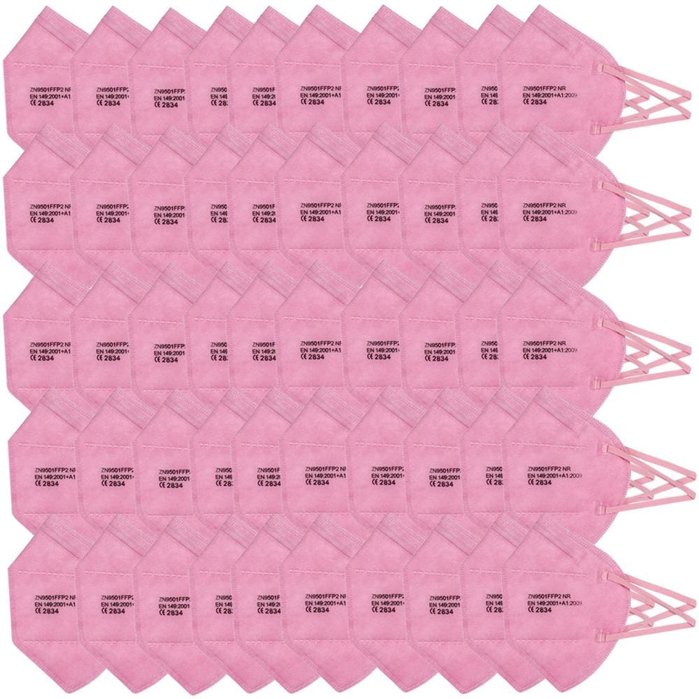 50 X Kn95 Ce 2834 Mascherine / Ffp2 Maschera 5 Strati Filtro Respiratore Mascherina Protezione - Rosa - Foto 1