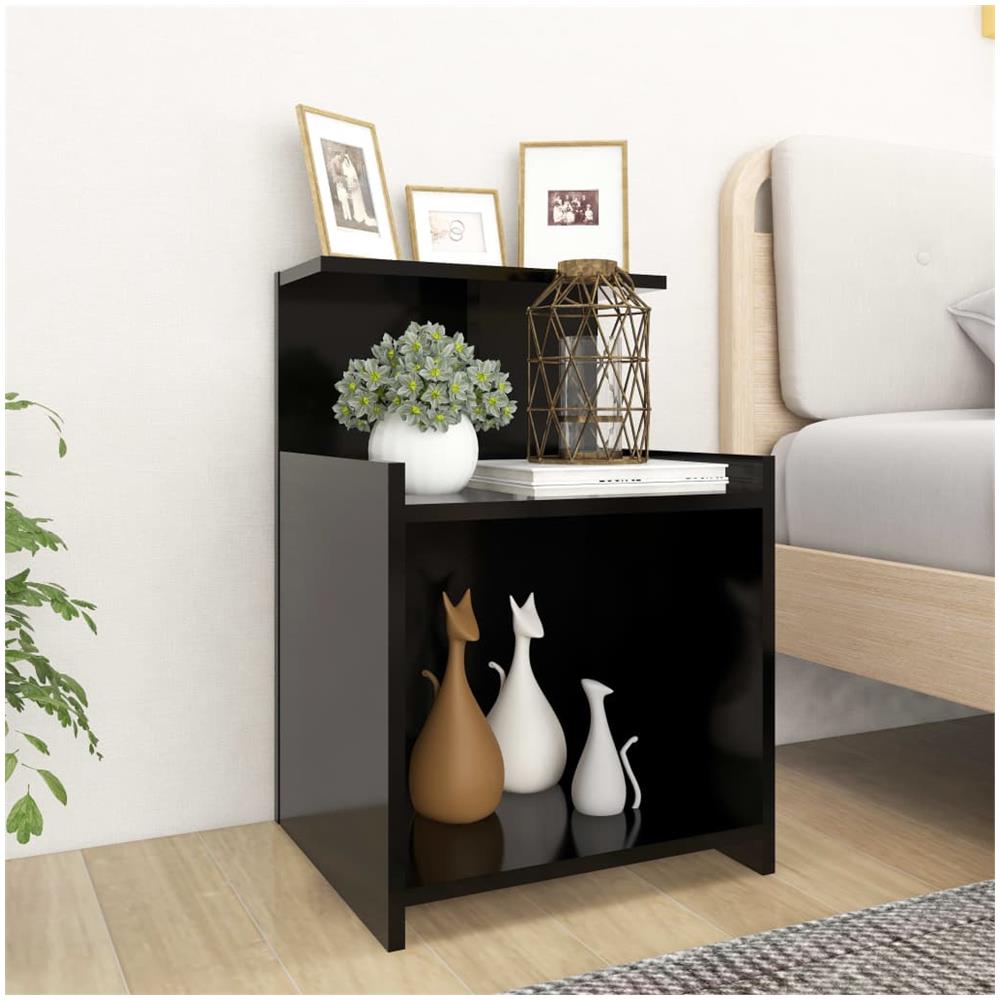 Comodino Nero 40x35x60 cm in Legno Multistrato - Foto 1