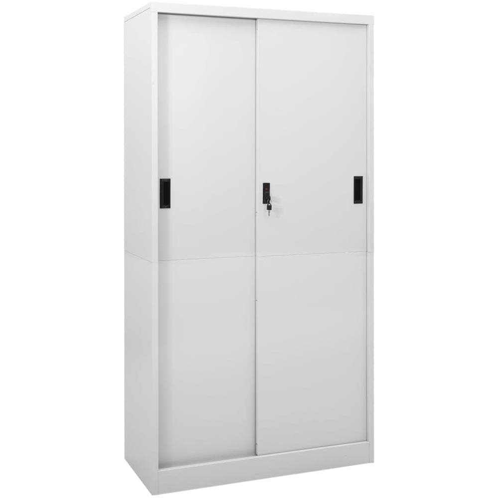 Armadio con Anta Scorrevole Grigio Chiaro 90x40x180 cm Acciaio - Foto 1