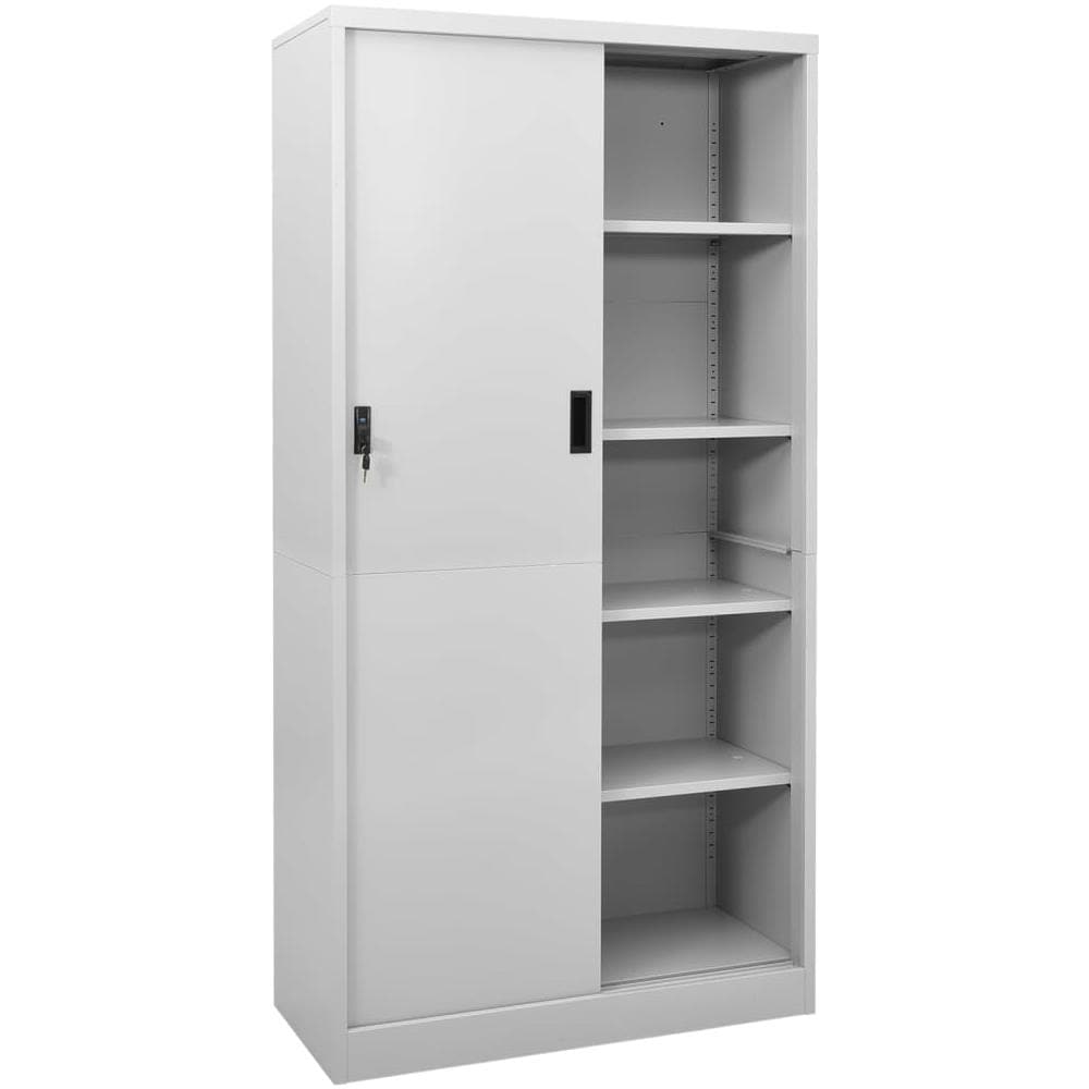 Armadio con Anta Scorrevole Grigio Chiaro 90x40x180 cm Acciaio - Foto 3
