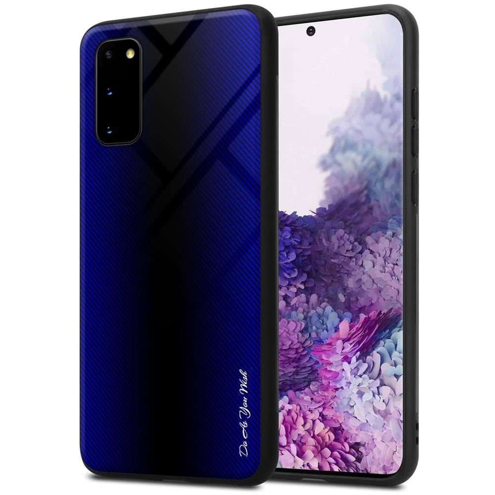 Custodia Compatibile Con Samsung Galaxy S20 - Ottica A Strisce In Cobalto Viola - Coperchio Protettivo In Vetro Temperato E Silicone Tpu - Foto 1