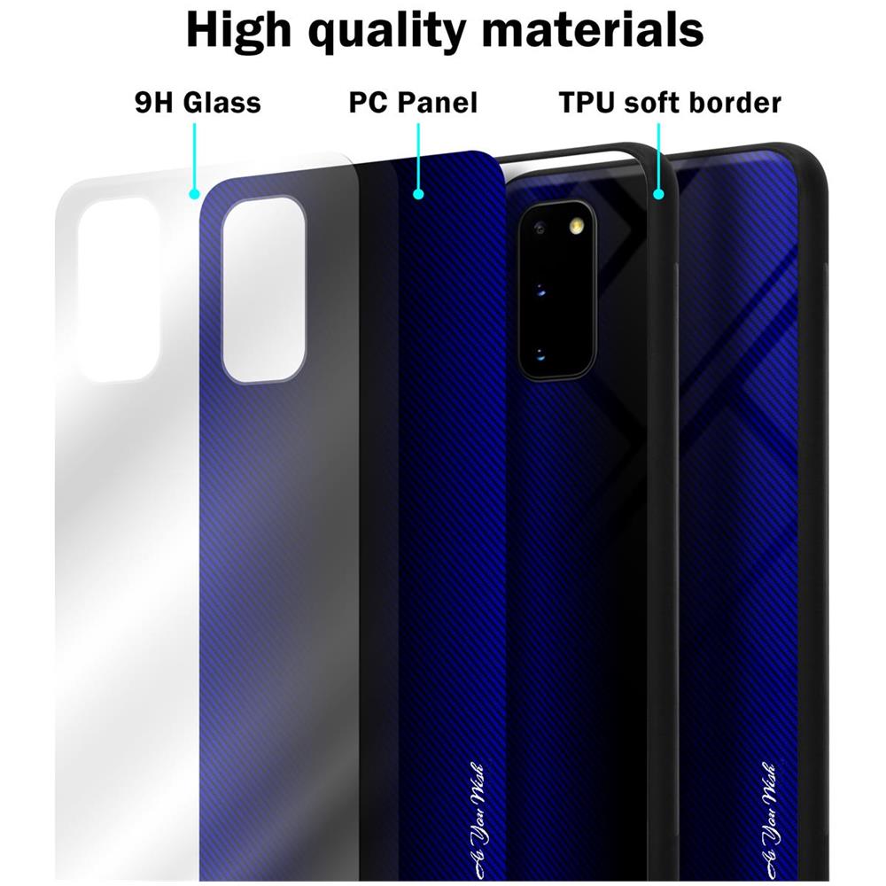 Custodia Compatibile Con Samsung Galaxy S20 - Ottica A Strisce In Cobalto Viola - Coperchio Protettivo In Vetro Temperato E Silicone Tpu - Foto 7