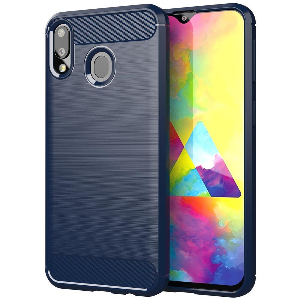 Custodia Compatibile Con Samsung Galaxy A20e In Brushed Blu - Coperchio Protettivo In Silicone Tpu Flessibile In Look Acciaio Inossidabile-fibra Di Carbonio - Foto 1