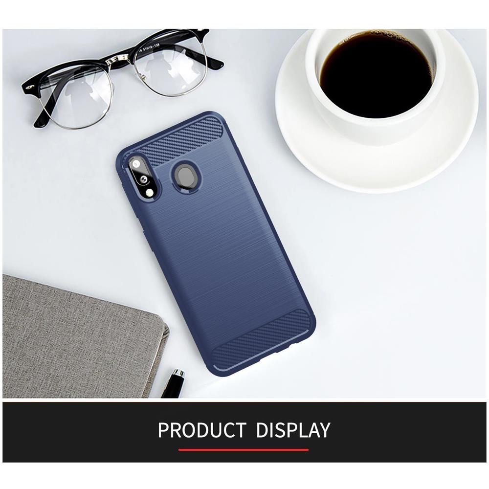 Custodia Compatibile Con Samsung Galaxy A20e In Brushed Blu - Coperchio Protettivo In Silicone Tpu Flessibile In Look Acciaio Inossidabile-fibra Di Carbonio - Foto 7