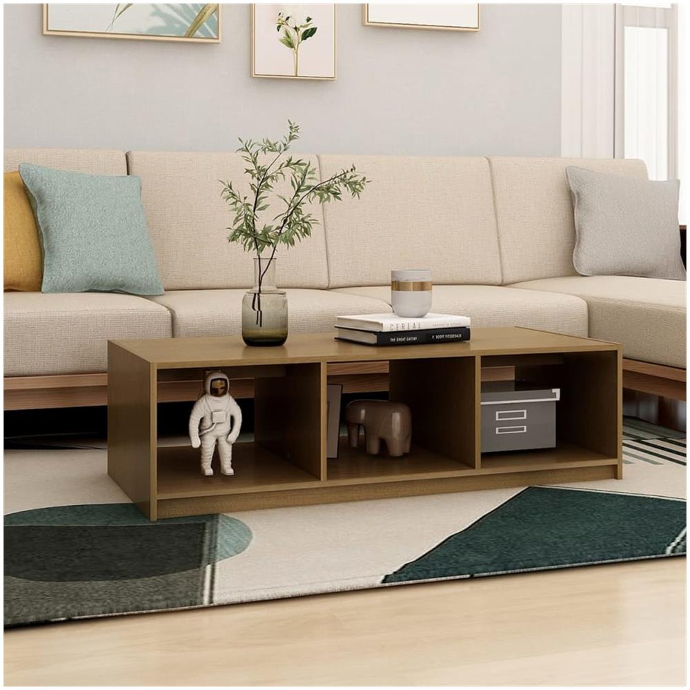 Tavolino Da Salotto Miele 110x50x34 Cm Legno Massello Di Pino - Foto 3