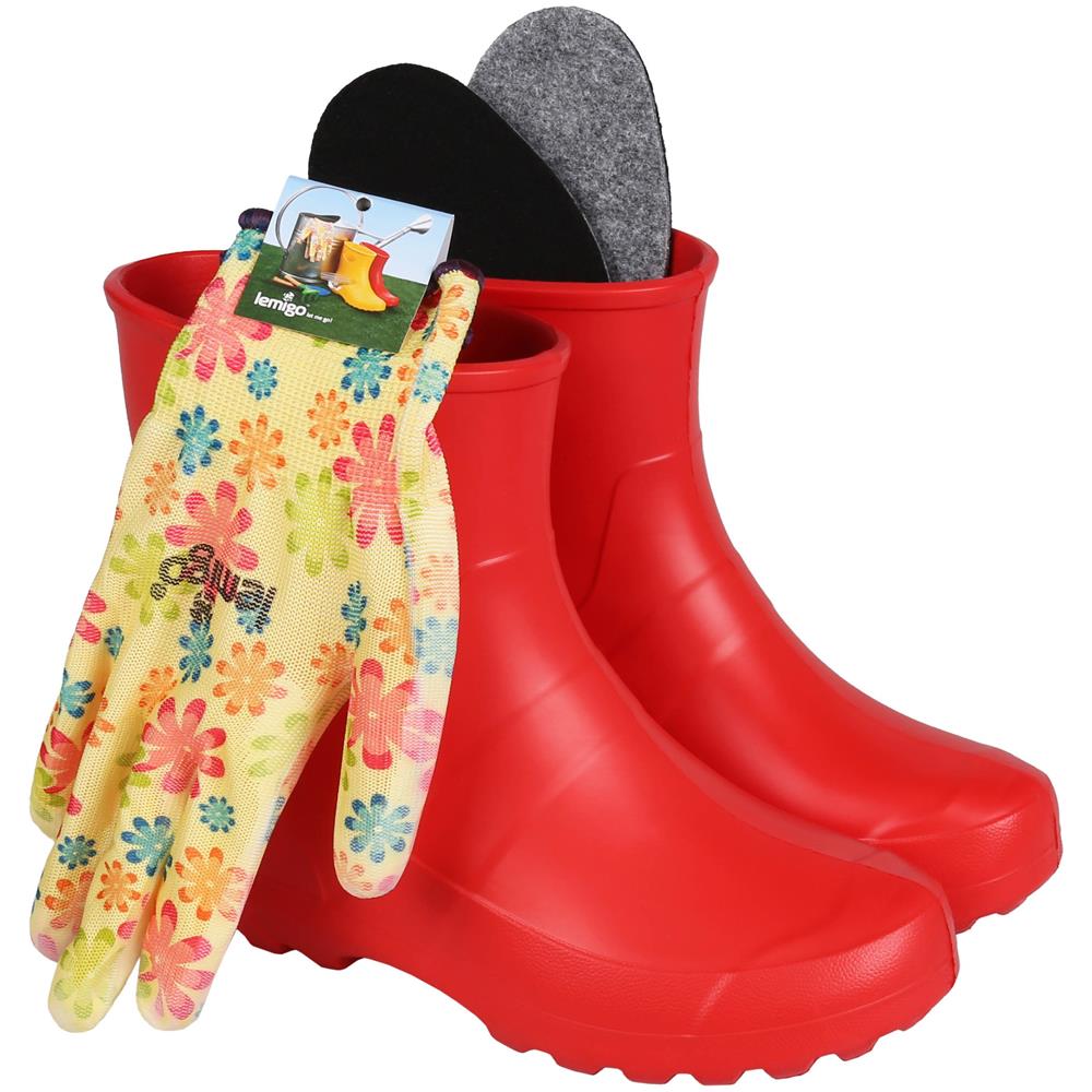 Stivalli Rossi Da Donna + Guanti A Fiori 41 Eu - Foto 2