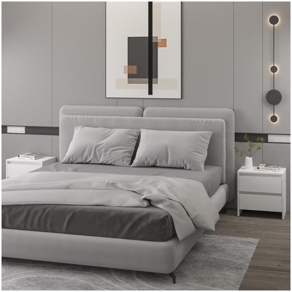 Comodino Bianco 45x34,5x44,5 cm in Legno Ingegnerizzato - Foto 1