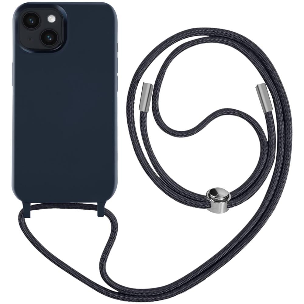 Cover Semirigida Per Iphone 14 Cordino Nylon Intrecciato 80 Cm Blu - Foto 1