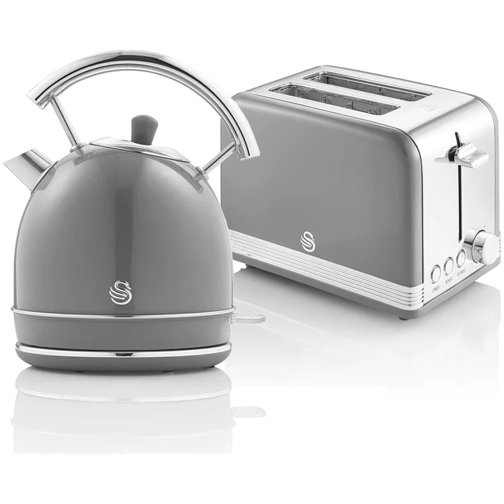 Set Per La Colazione Bollitore 1,8l Tostapane Senza Fili 2 Fette Larghe Colore Grigio - Foto 1