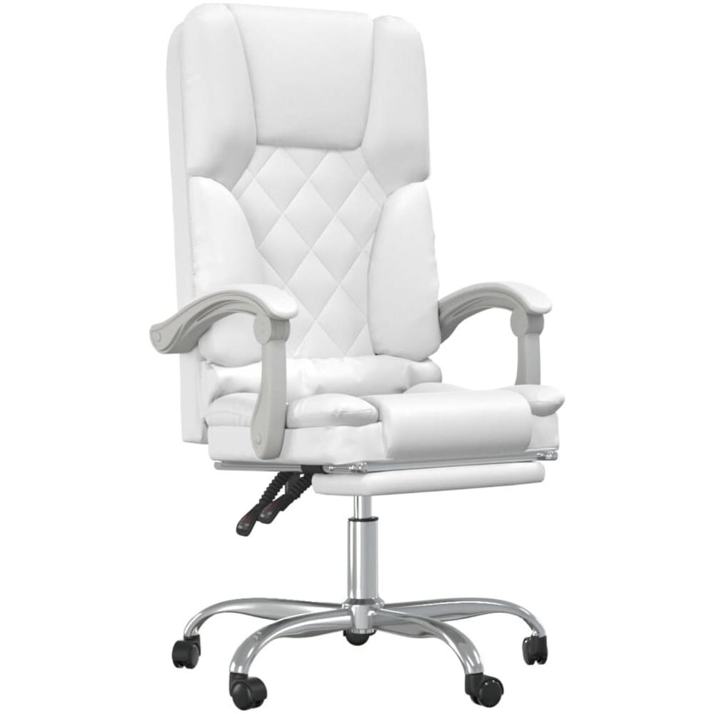 Poltrona Da Ufficio Massaggiante Reclinabile Bianca Similpelle - Foto 2