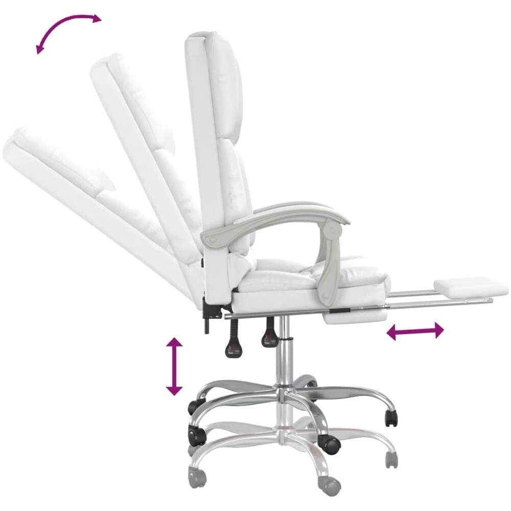 Poltrona Da Ufficio Massaggiante Reclinabile Bianca Similpelle - Foto 8