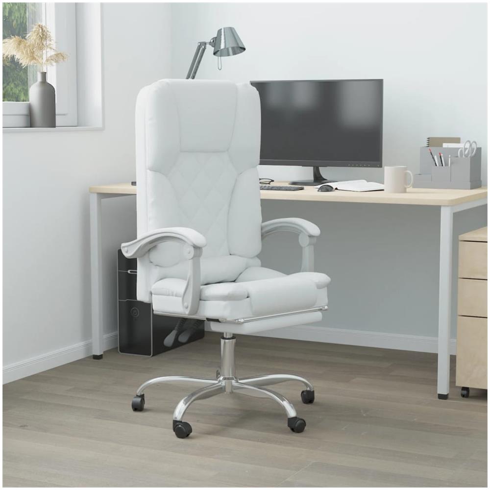 Poltrona Da Ufficio Massaggiante Reclinabile Bianca Similpelle - Foto 1