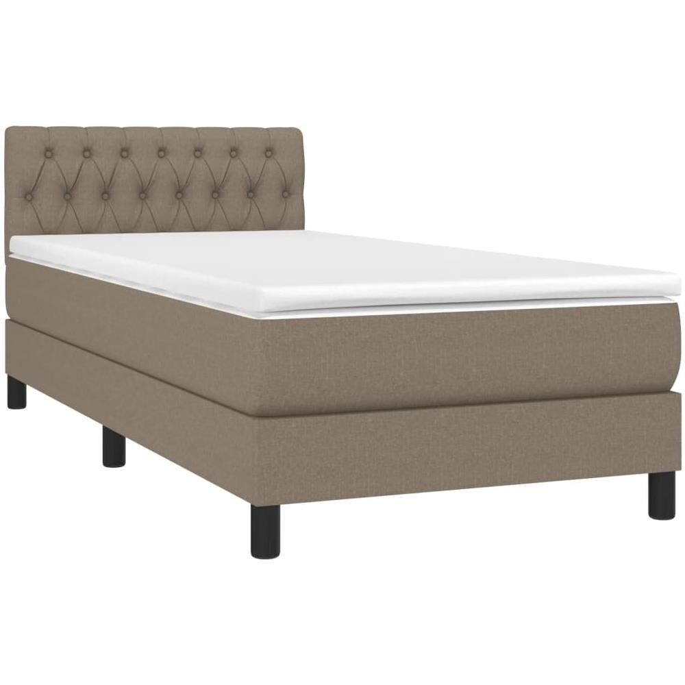 Letto A Molle Con Materasso E Led Tortora 90x200 Cm In Tessuto - Foto 3