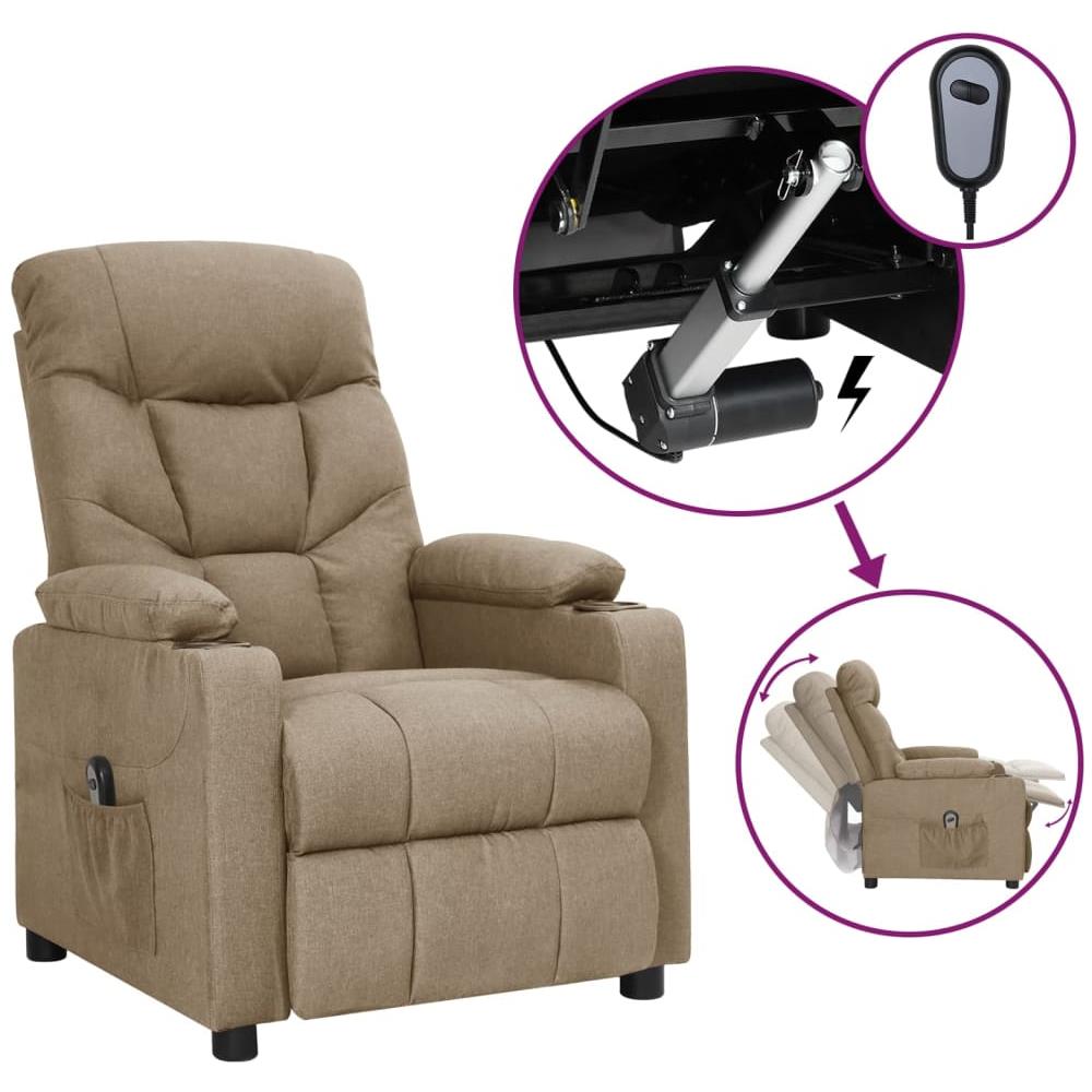 Poltrona Elettrica Reclinabile Tortora In Tessuto - Foto 1