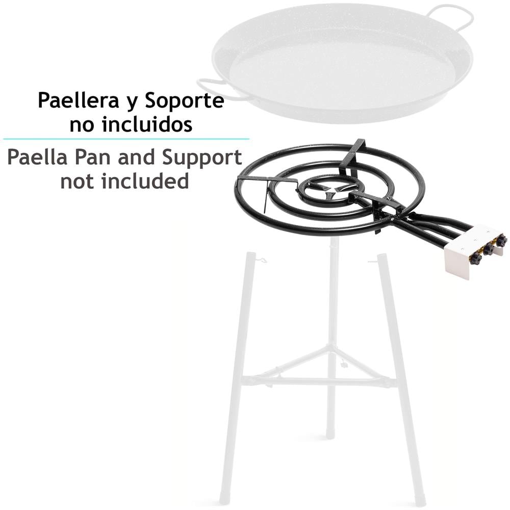 Paellero Triplo Anello Mod600 60-40-20cm Bruciatore a Gas Adatto a Padelle per Paella 90cm Nero - Foto 2