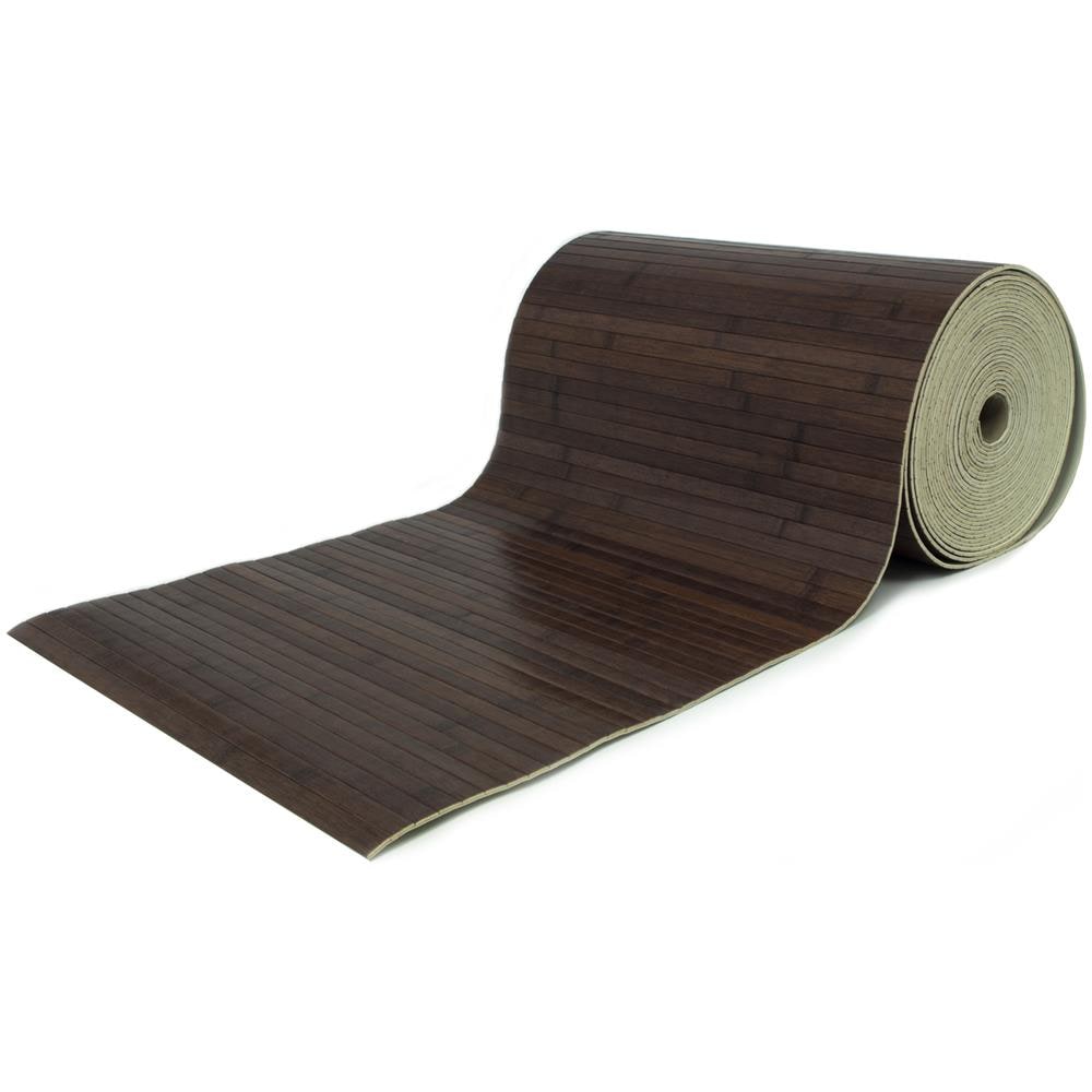 Tappeto Bamboo Passatoia Antiscivolo In Tinta Unita Colore Marrone 50x50 Marrone - Foto 1