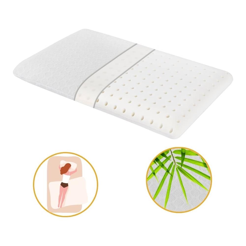 Cuscino Extra Piatto per chi Dorme sulla Pancia 58x38x7 Cm in Memory Foam Tessuto In Bamb? Anti-acari Colore Bianco - Foto 2