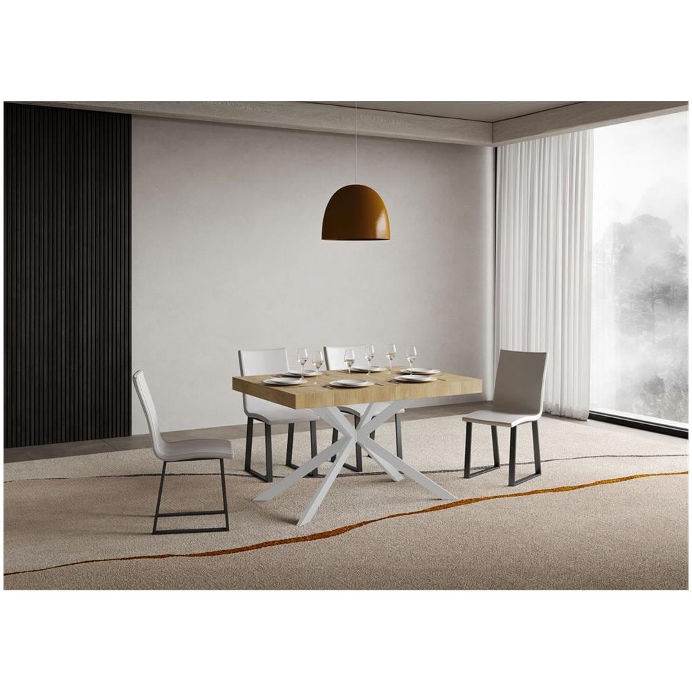 Tavolo allungabile 90x120/380 cm Plaker quercia natura gambe bianche - Foto 2