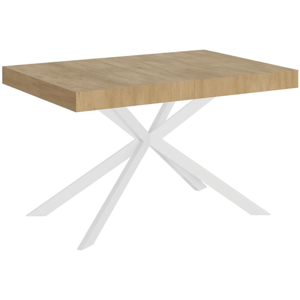 Tavolo allungabile 90x120/380 cm Plaker quercia natura gambe bianche - Foto 1