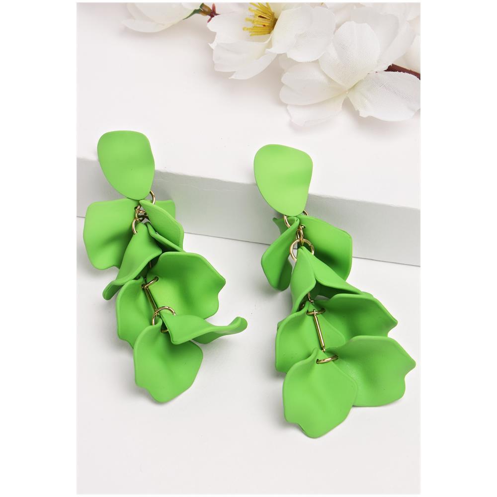 Orecchini a Forma di Petalo in Verde - Foto 2