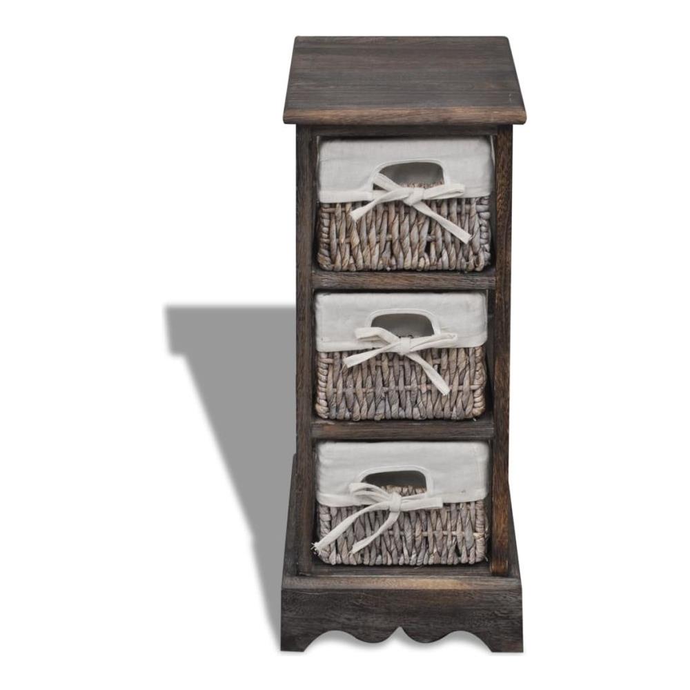 Contenitore Marrone Di Legno Con 3 Cestini Tessuti - Foto 2