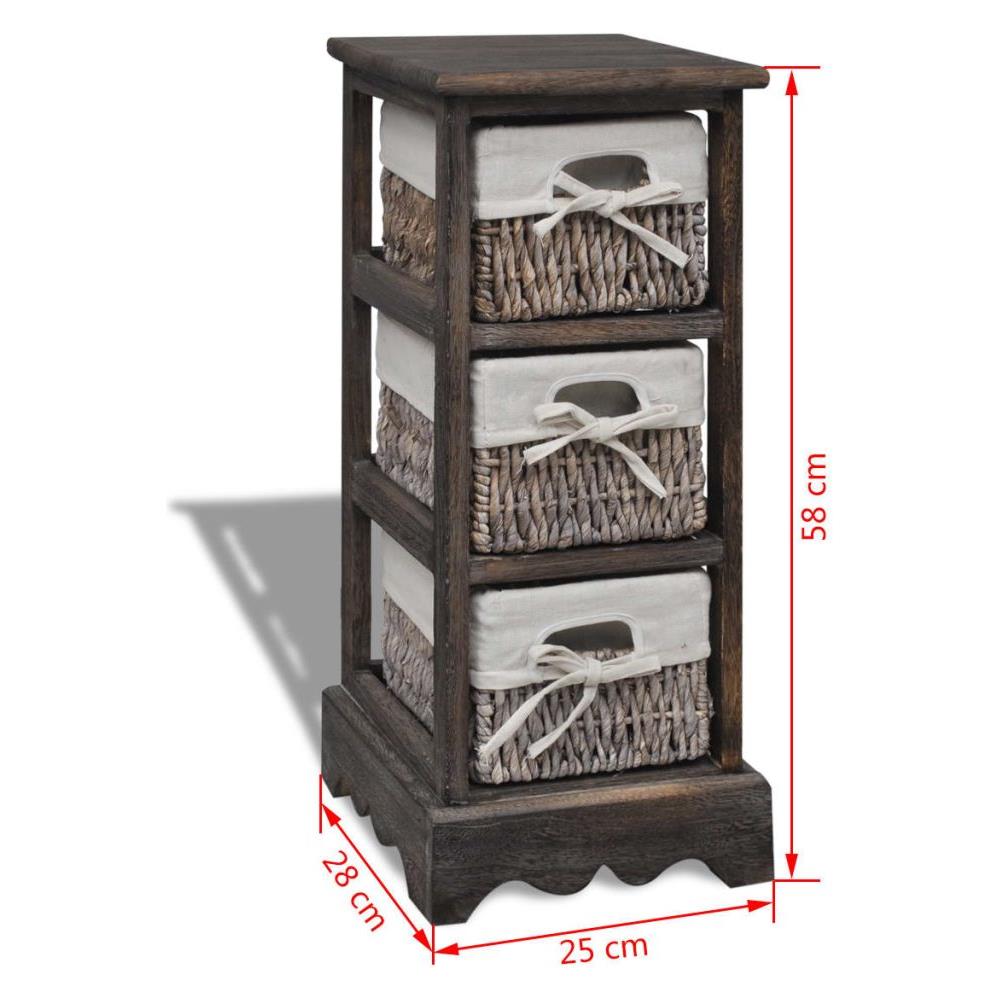 Contenitore Marrone Di Legno Con 3 Cestini Tessuti - Foto 13