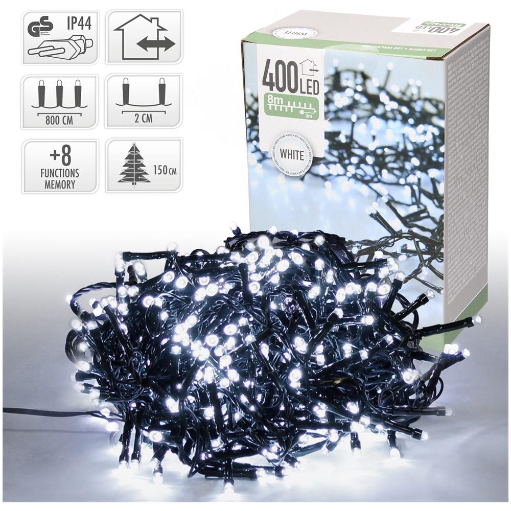 Luci Di Natale 400 Led Bianco Freddo 8 Giochi Di Luce Esterno Albero Interno - Foto 8