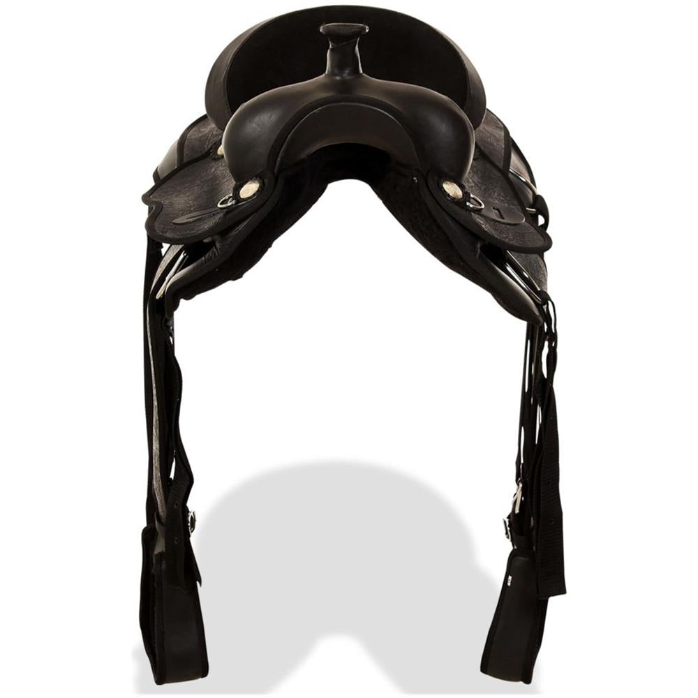 Sella Western Testiera E Pettorale In Vera Pelle 16"" Nero - Foto 6