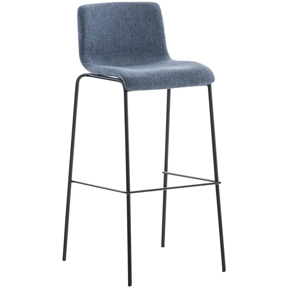 2 Sgabelli Alti HOOVER in Tessuto - Set 2 Sgabelli Bar Design H76 cm I Sedie Sgabello Ergonomiche con Schienale Blu Nero - Foto 2