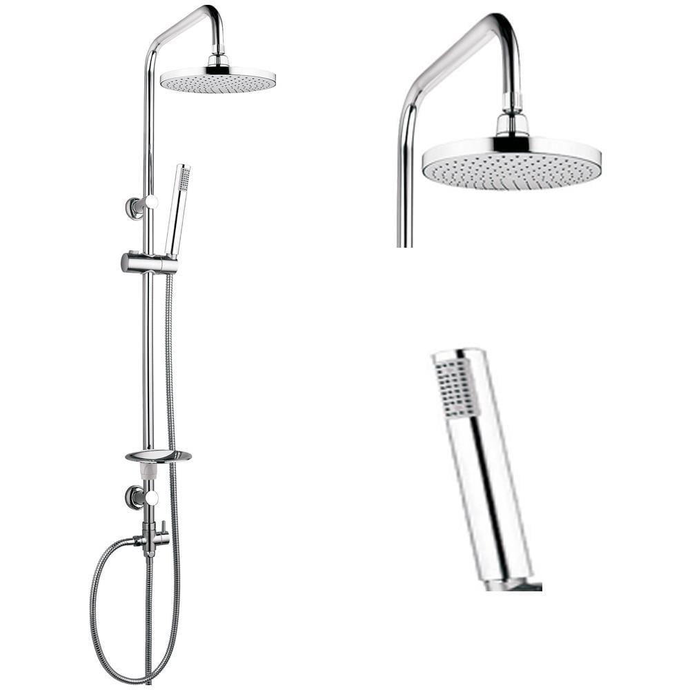 Colonna Doccia Attrezzata 025 Ottone Cromato Soffione Tondo Doccetta *** Materiale Staffe A Parete : Abs - Foto 1