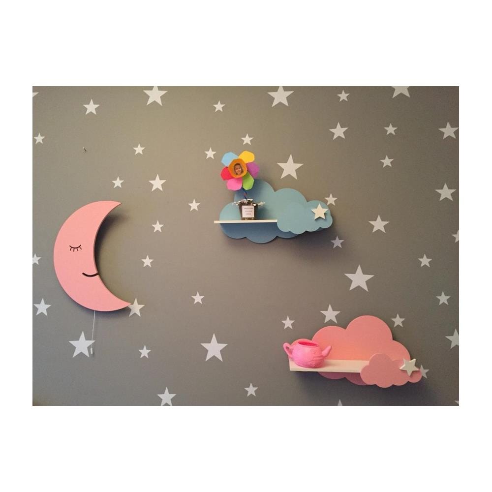 HOMEMANIA Set 2 Mensola Cloud, Ripiano A Forma Di Nuvola Mensole Cloud in bianco, grigio, blu e rosa, per la camera