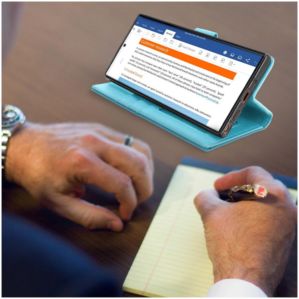 Custodia Samsung Galaxy Note 20 Portafoglio Supporto Video Soft Touch Azzurro - Foto 5