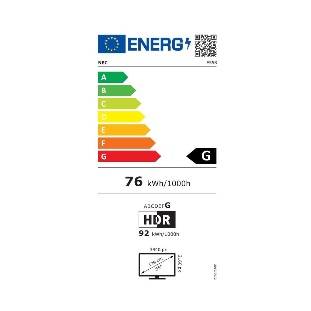 E series MultiSync E558 Pannello piatto per segnaletica digitale 138,7 cm (54.6") LCD 350 cd /m² 4K Ultra HD Nero 16/7 - Foto 1