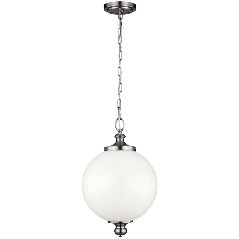 Lampadario A Soffitto A 1 Luce Grande Globo Nichel Lucido, E27 - Foto 1