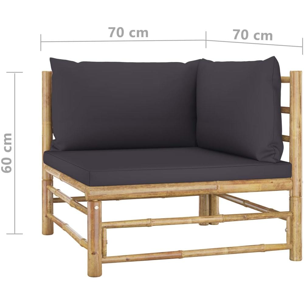 Set Divani Da Giardino 2 Pz Con Cuscini Grigio Scuro In Bamb? - Foto 7