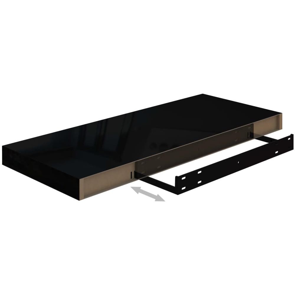 Scaffali A Parete 4 Pz Nero Lucido 60x23,5x3,8 Cm In Mdf - Foto 8