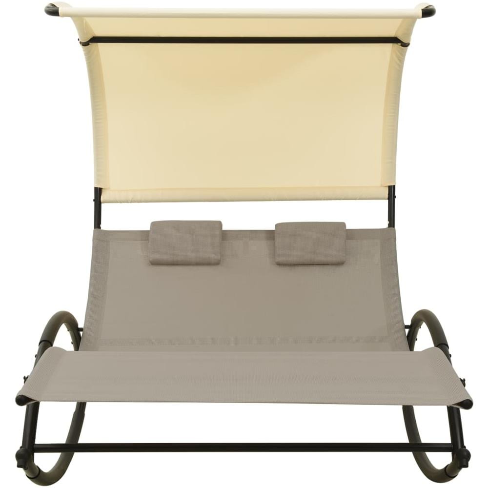 Lettino Prendisole Doppio Baldacchino in Textilene Talpa Crema - Foto 3