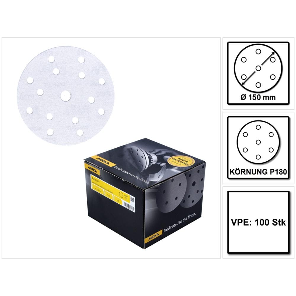 Basecut Disco Abrasivo Grip 150 Mm P180 / 15 Fori - 100 Pz. (2261109918)  - Foto 1