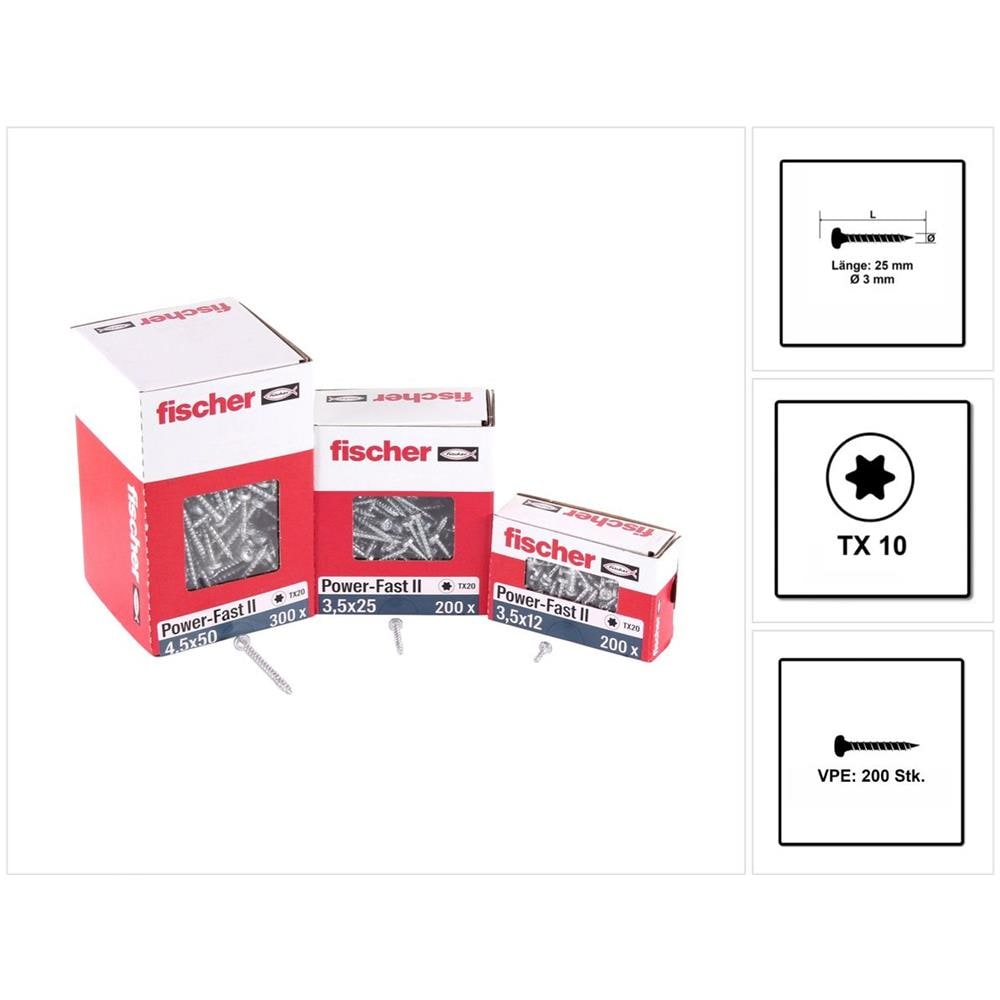 Power-fast Ii Fpf Ii Viti Per Legno 3,0x25 Mm, 200 Pz. (670059) Testa Tonda, Torx, Filettatura Parziale, Zincate, Passivato Blu - Foto 1